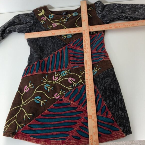 Rising International Embroidered Floral Dress Womens Size Small Brown Artsy Boho - Picture 9 of 9